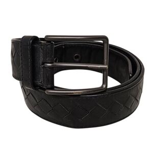 Bottega Veneta Intrecciato Woven Leather Belt In Nero Size 34 / 85cm
